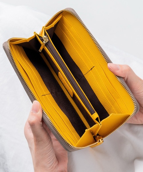 財布 ソフトシュリンクレザー 本革 バイカラー/トライカラー ラウンドファスナー 長財布 レディース メンズ | MURA | 25