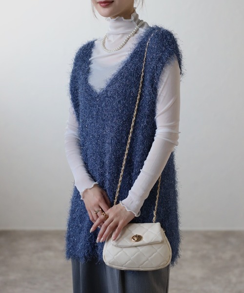 AMERI TWINKLE CURVE VEST キラキラベスト ジレ Ameri（アメリ）の「TWINKLE CURVE VEST（ベスト）」 - WEAR