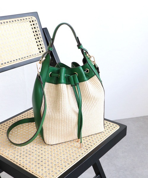 MIAN ショルダーバッグ バッグ ラタン風2wayショルダーバッグ  