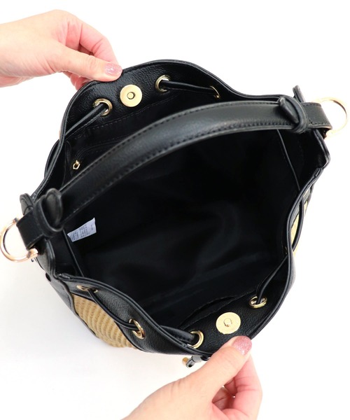 Folna ラタン 2way ショルダーバッグ ハンドバッグ Folna ソフトレザー 2WAYミニショルダーバッグ｜ナチュラル