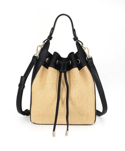 MIAN ショルダーバッグ バッグ ラタン風2wayショルダーバッグ