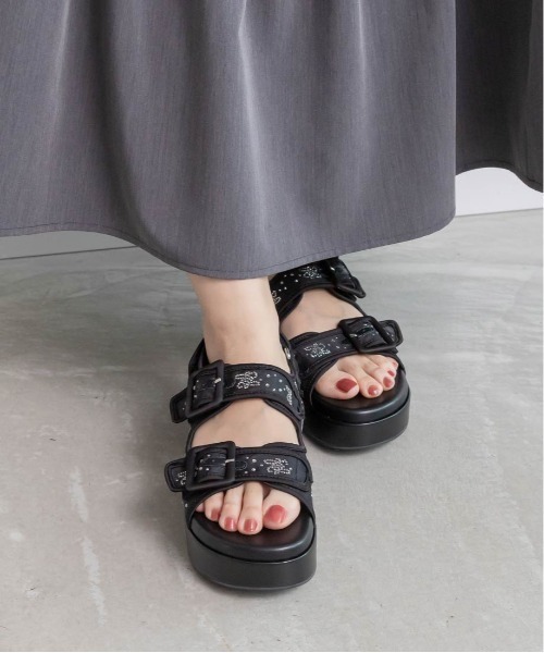 RANDA ホットフィックスモノグラムサンダル RANDA サンダル ホットフィックスモノグラムサンダル レディース