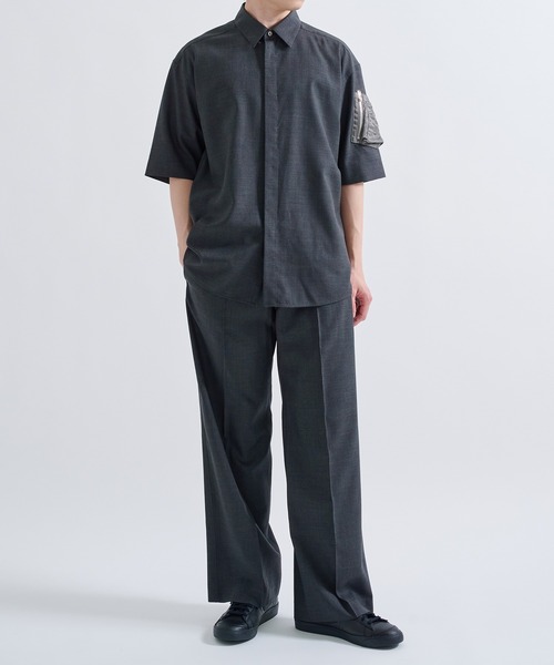 【新品同様】CINOH チノ メンズ ウール ワイドパンツ 46 M 80 青 CINOH パンツ スラックス 「CINOH/チノ」別注 SUMMER WOOL RELAX