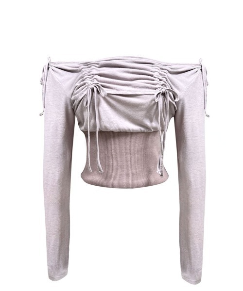 tシャツ 「SETSETSET」LAVIGNE OFF-SHOULDER SHIRRING TOP レディース