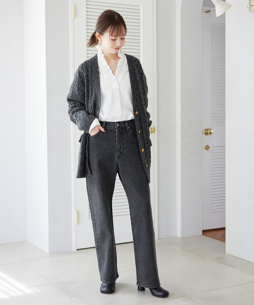 今季モデル　ブラックデニム　36 M le denim ストレート SLOBE IENA ジーンズ デニム デニムパンツ LE DENIM ストレート