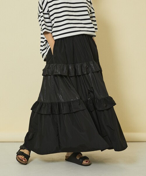 新品 フリーダ チェック フリル フレア ティアードスカート 24AW Freada スカート Freada/フリーダ チェック フリル フレア