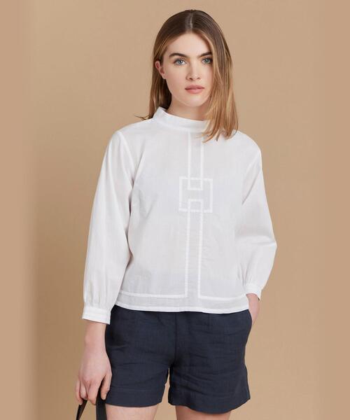 ブラウス シャツ AM06 HAUT ノーカラーブラウス レディース agnes b. ブラウス シャツ AM06 HAUT ノーカラーブラウス