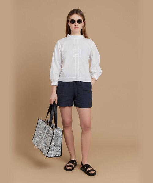 ブラウス シャツ AM06 HAUT ノーカラーブラウス レディース agnes b. ブラウス シャツ AM06 HAUT ノーカラーブラウス
