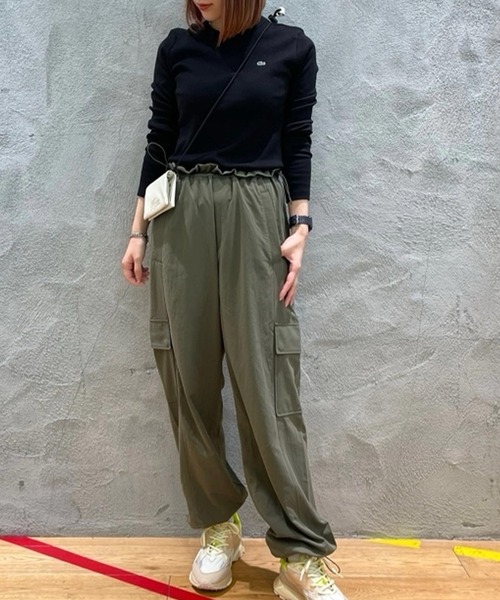 LACOSTE カーゴパンツ ルーズフィット ナイロンツイルカーゴ