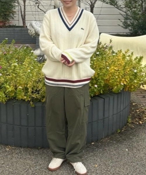 LACOSTE カーゴパンツ ルーズフィット ナイロンツイルカーゴ