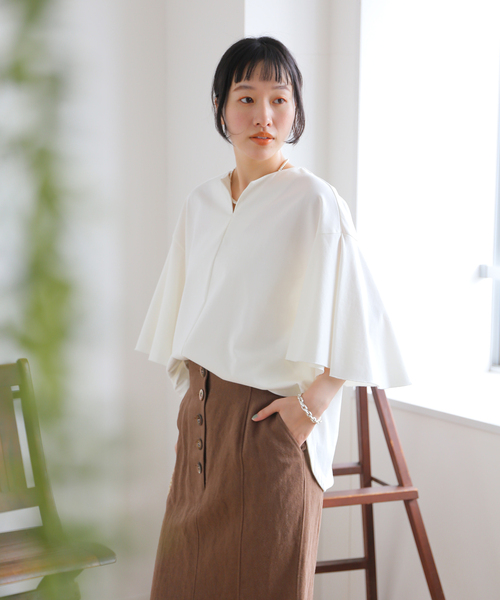 IENA ブラウス IENA LA BOUCLE レースギャザーブラウス（シャツ／ブラウス