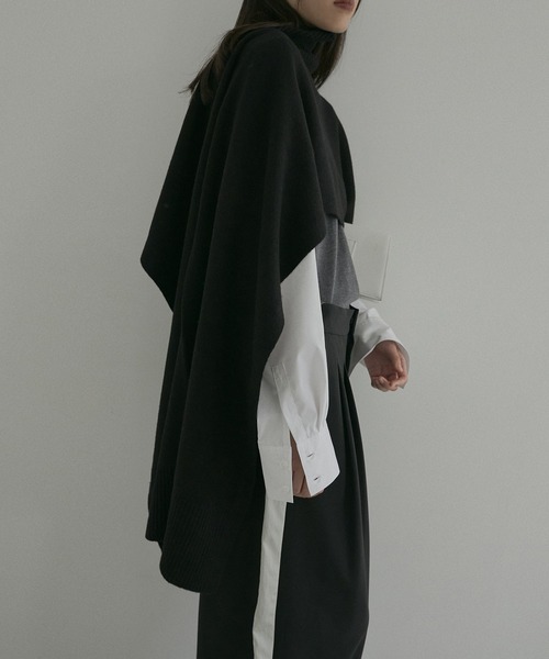 アキラナカ 新品 リブ トップス アシンメトリー スリーブ ケープ LE CIEL BLEU ニット セーター アシンメトリーケープ / Asymmetry Cape