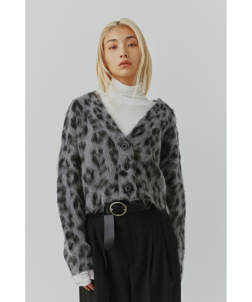 価格は安く ALEXIA STAM カーディガン Leopard Knit Cardigan /レオパード トップス