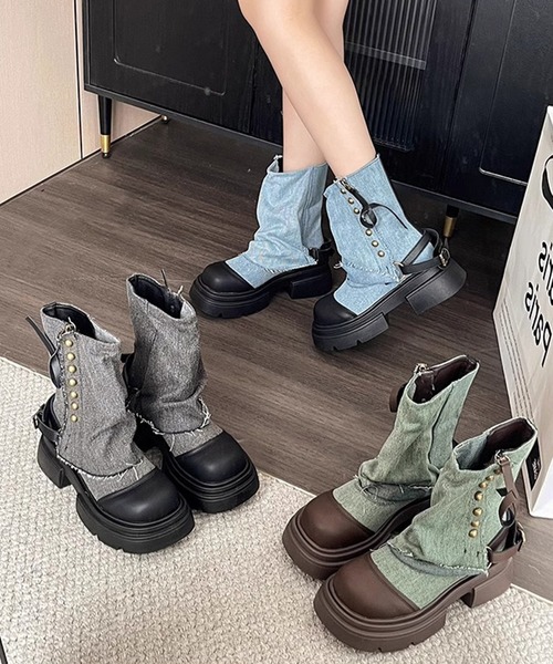 shoes365 ブーツ 「shoes365」ブリティッシュスタイル厚底ブーツ