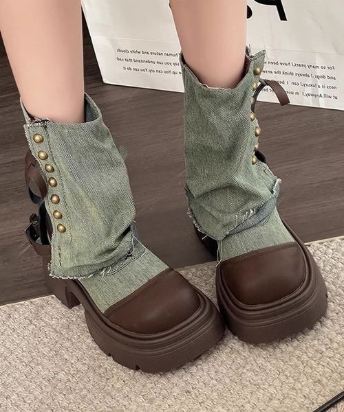 OUR・ショートブーツS shoes365 ブーツ 「shoes365」ブリティッシュスタイル厚底ブーツ