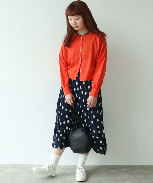 【新品】bulle de savon ピマクレープ クルーカーディガン bulle de savon カーディガン ピマクレープ クルーカーディガン