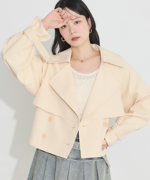 新品未使用　OUTERSUNSET シアーショートトレンチ ベージュ ショート トレンチコート（トレンチコート）｜ANGIE（アンジー