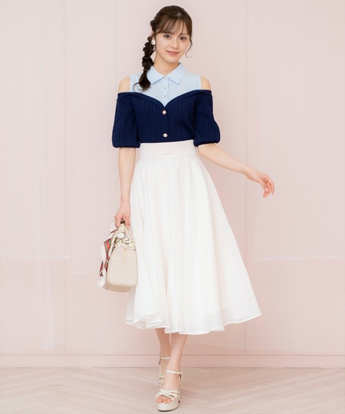 ウィルセレクション　オーガンジーフレアスカート ウィルセレクション WILLSELECTION オーガンジーフレアスカート