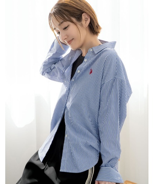 ブラウス シャツ 「U.S. POLO ASSN.」「別注」レギュラーカラー長袖チュニックシャツ レディース