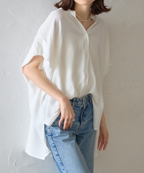 ブラウス レディース シャツ フレンチスリーブ シフォン シャツブラウス とろみ each alchemist ブラウス シャツ フレンチスリーブとろみ