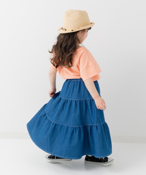 chil2 スカート ダンガリーティアードロングスカート キッズ 子供服
