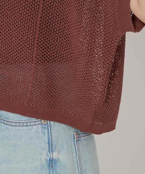 ニット セーター メッシュ クロップド 2WAY ショートスリーブ ニット プルオーバー -ウォッシャブル- レディース