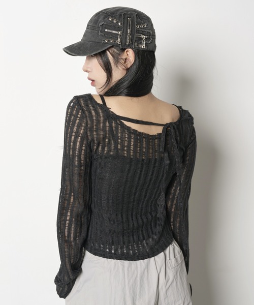 ニット セーター cup-in asymmetry knit レディース FOLLOWIN ニット セーター 「羽織り＆冷房対策に」「水着の上に