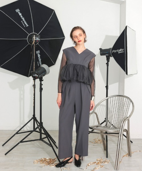 DONOBAN ドレス 「ANDRESD」peplum tulle set up pants dress