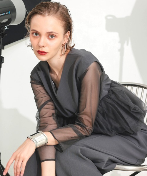 DONOBAN ドレス 「ANDRESD」peplum tulle set up pants dress
