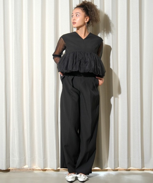 DONOBAN ドレス 「ANDRESD」peplum tulle set up pants dress