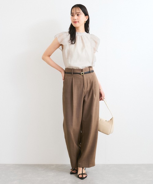 ブラウス シャツ 「店頭人気」主役級！華やぎシアーシャイニーボウタイフリルブラウス「前後2WAY」「洗える」 レディース VIS｜【店頭人気】主役級!華やぎシアーシャイニーボウタイフリル
