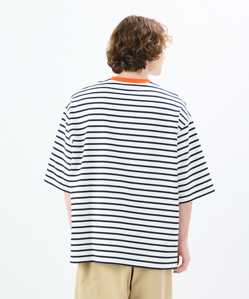 【美品/定価1万】オーシバル ORCIVAL *クルーネックボーダーTシャツ*トップス綿プルオーバーワイド(m1-2506-247)【71G52】 ORCIVAL tシャツ | コットン クルーネックワイドTシャツ MEN