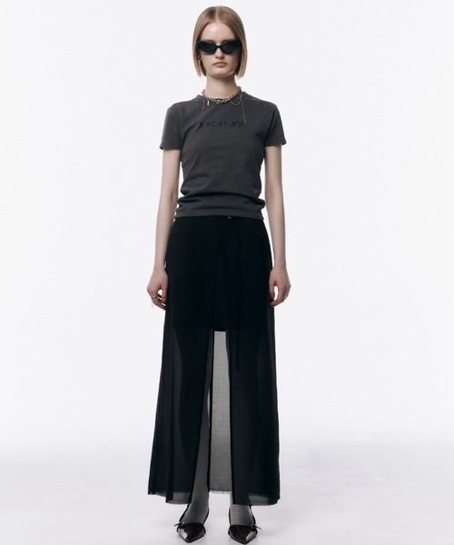 スカート JOSEMOON SHEER COMBI SLIT SKIRT 36 WHITE JOSE MOON スカート SHEER COMBI SLIT SKIRT/シアーコンビ