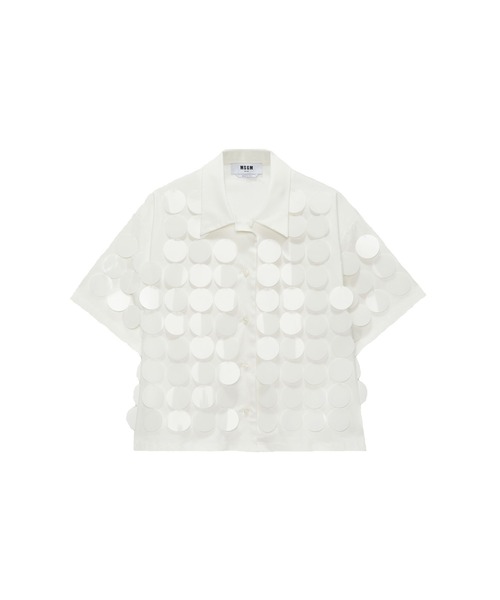 MSGM（エムエスジーエム） ブラウス シャツ 半袖 MAXIスパンコール 