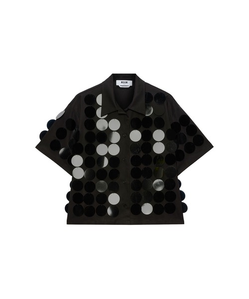 MSGM（エムエスジーエム） ブラウス シャツ 半袖 MAXIスパンコール 