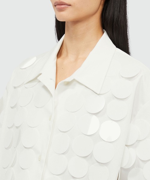 MSGM（エムエスジーエム） ブラウス シャツ 半袖 MAXIスパンコール 