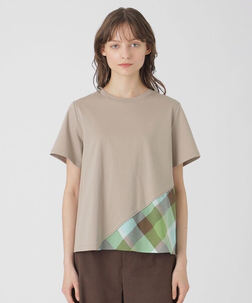 tシャツ コンパクトピマスムースバイアスチェックTシャツ レディース