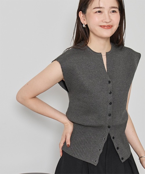 ニット セーター Cord stitch キーネックニット レディース Ezick ニット セーター Cord stitch キーネックニット