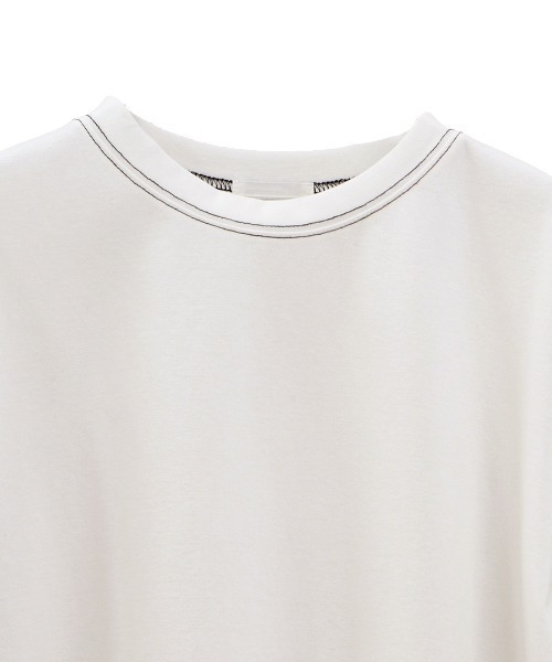 ブラウス シャツ バルーンスリーブステッチTシャツ (comochi select) / パフスリーブ カットソー ブラウス クルーネック ラウンドネ セール】バルーンスリーブステッチTシャツ (comochi select