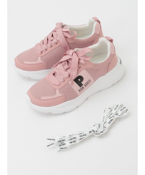 PINK HOUSE（ピンクハウス） スニーカー Pロゴプリントチュール使い