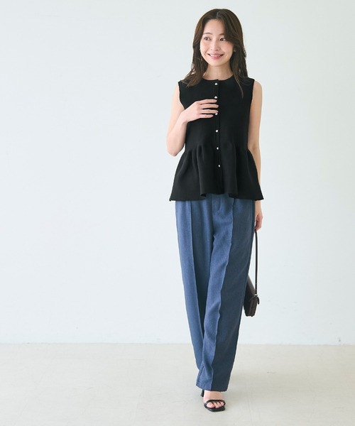 coca ベスト ジレ シルバーボタンペプラムニットベスト