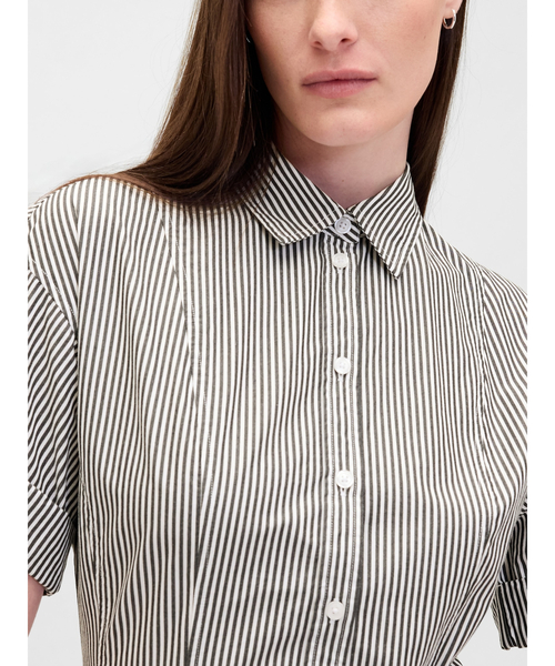 ★美品★ MHL. シャツワンピース 　　　　　　　ウエストリボン袖ロールアップ ☆美品☆ MHL. シャツワンピース ウエストリボン袖ロールアップ