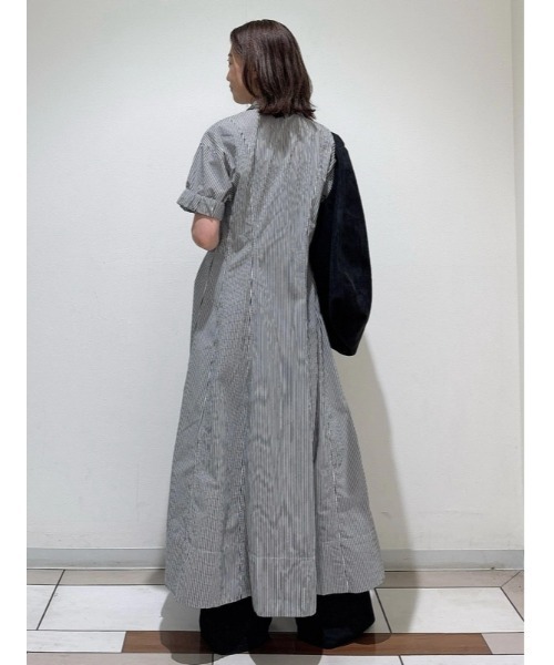 ★美品★ MHL. シャツワンピース 　　　　　　　ウエストリボン袖ロールアップ ☆美品☆ MHL. シャツワンピース ウエストリボン袖ロールアップ