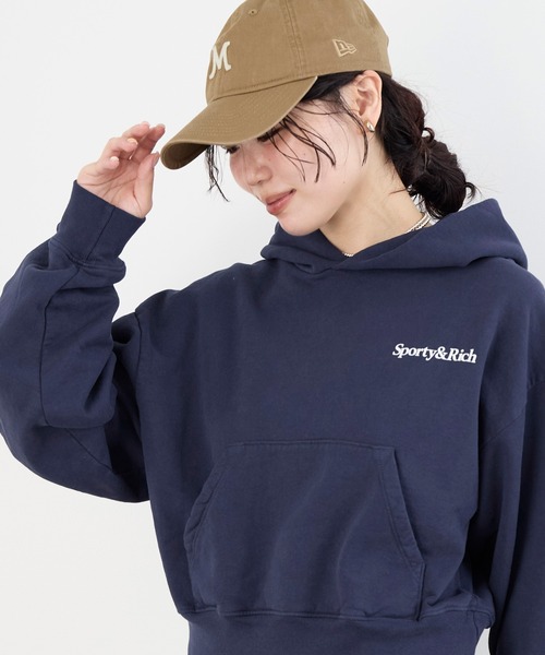 トップス sporty & rich hoodie SPORTY&RICH パーカー 「SPORTY ＆ RICH」クロップドフーディ-Cropped