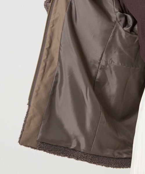 グリーンレーベルリラクシング　ボア ノーカラー ブルゾン ナチュラル 新品！ UNITED ARROWS green label relaxing - グリーンレーベルリラクシング