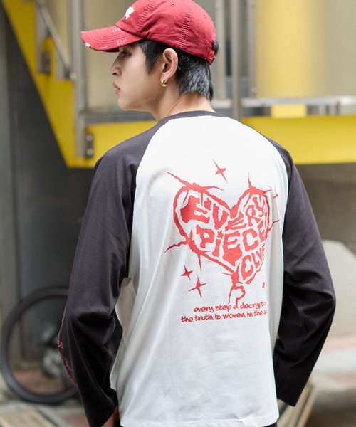 WEGO（ウィゴー） tシャツ WEGO/スリーブロゴグラフィックラグランロン
