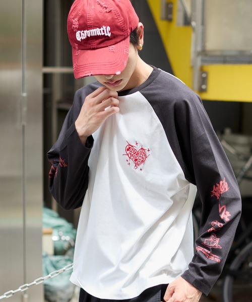 WEGO（ウィゴー） tシャツ WEGO/スリーブロゴグラフィックラグランロン