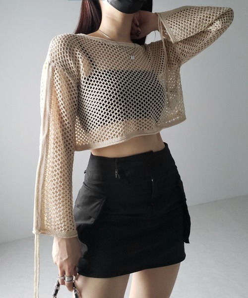 「me+em select」 長袖ニット FREE アイボリー レディース_画像9