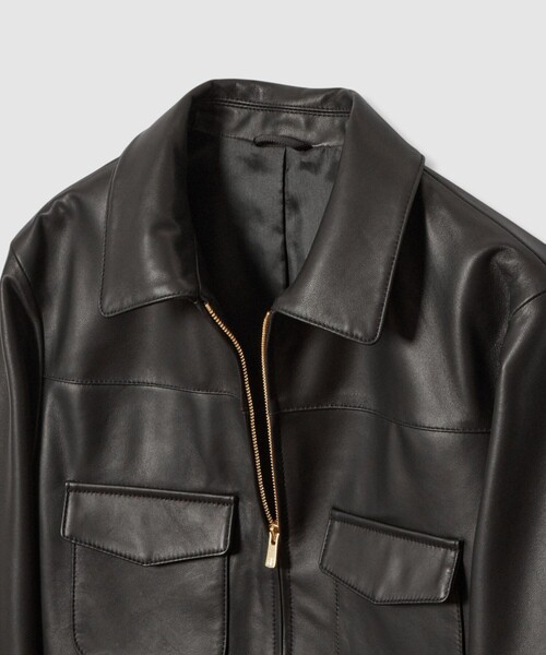 美品☆21AW☆アナイ ラムレザー ジャケット ブラック 小さいサイズ 34 ANAYI レザージャケット ライダース ラムレザーステンカラー