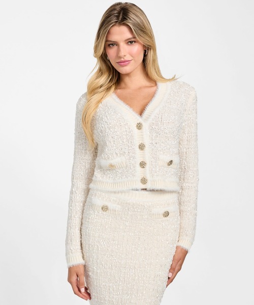 ゆか Long Sleeves V-neck Aomori Tape Yarn Cardi カーディガン | GUESS
